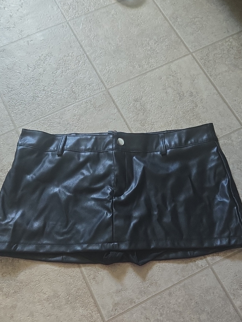 Edikted Black Faux Leather Mini Skirt with Button Front